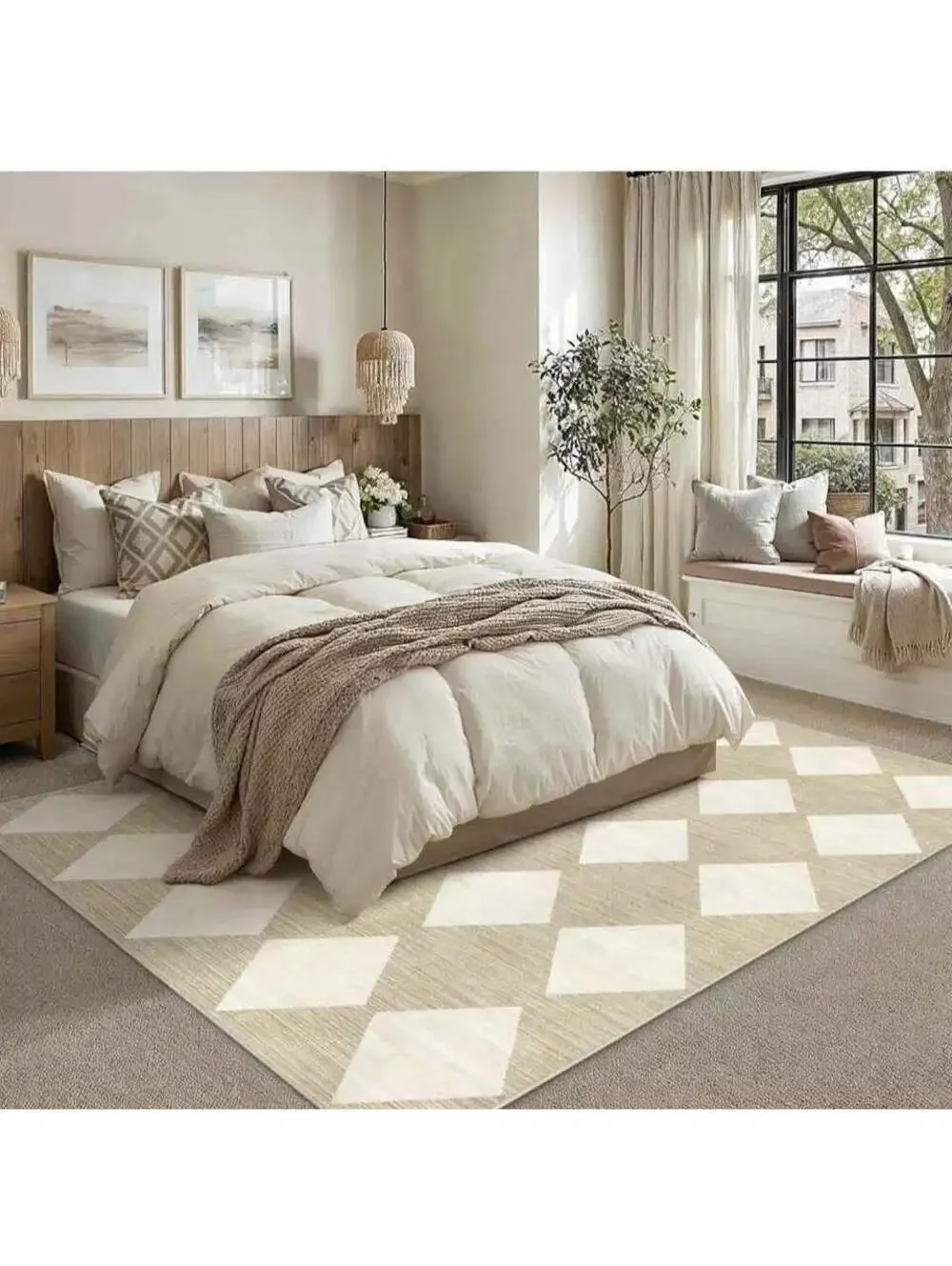 6x9 Checkered Area Rugs Living Room Machine Washable Rug NonSlip Stain Resistant